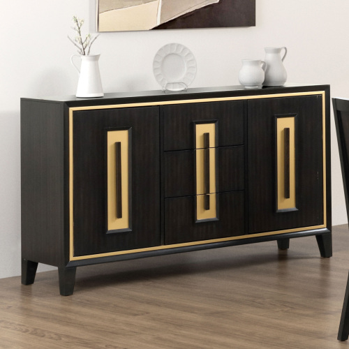 Espresso 1pc Server Storage Drawers Wood Handle Gold accent Trim Server Dining Room Furniture - Engineered Wood - Classic,Contemporary,Modern,Rustic,Transitional - Rubberwood - Not Specified - Not Specified - Not Specified - Engineered Wood - Not Specified - Not Specified - Not Specified - Not Specified - Not Specified - Not Specified - Not Specified - Not Specified - Not Specified - Not Specified - Not Specified - Not Specified - Not Specified - Not Specified - Not Specified - Not Specified - Drawers Included
