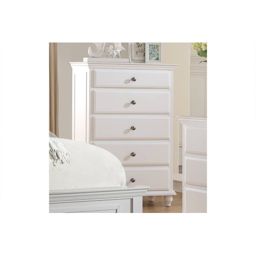 Modern Style 1pc Chest Five Drawers White Finish Knob Handles Bedroom Furniture - Particle Board+MDF,Plywood - Not Specified - Not Specified - Not Specified - Not Specified - Not Specified - Not Specified - Not Specified - Not Specified - Not Specified - Not Specified - Not Specified - Not Specified