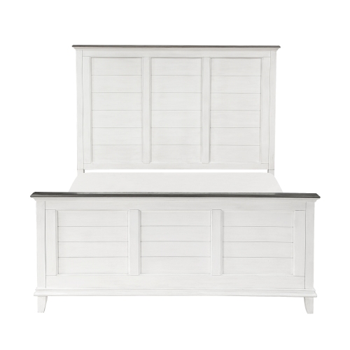 Classic Antique White Finish Queen Bed Farmhouse Style 1pc Bedroom Furniture Two-Tone Finish - Dark Brown - Wood - Classic,Farmhouse - Box Spring Required - Not Specified - Not Specified