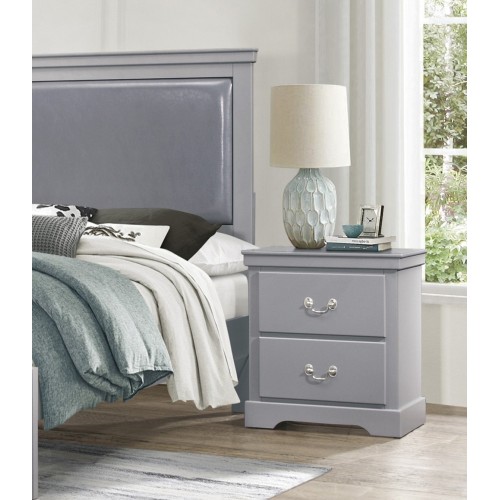 1pc Classic Traditional 2 Drawers Nightstand Gray Finish Bedroom Furniture Wooden Bedside Table Cabinet - Not Specified - Not Specified - Not Specified - Not Specified - Not Specified - Not Specified