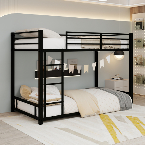 Metal Twin over Twin Bunk Bed/ Heavy-duty Sturdy Metal/ Noise Reduced/ Safety Guardrail,Black - Iron,Metal - American Design,Casual,Classic,Minimalist - Iron - Bedroom - Bed Frame - Box Spring Required - Not Specified