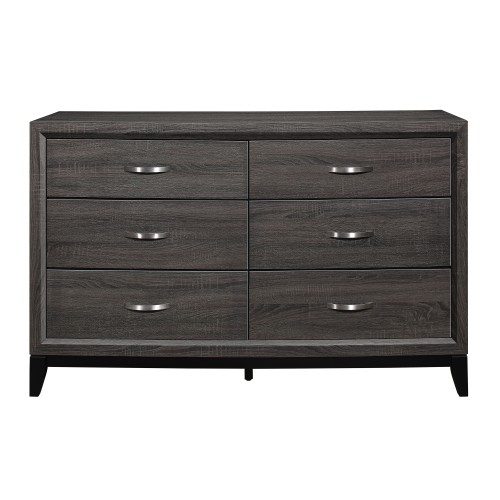 Contemporary Design 1pc 6-Drawers Dresser Gray Finish Polished Hardware Wooden Bedroom Furniture - Modern - Not Specified - Not Specified - Not Specified - Not Specified - Not Specified