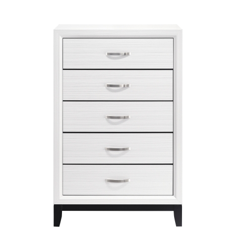 Modern Contemporary White Finish Storage Chest of 5x Drawers 1pc Wooden Bedroom Furniture - Not Specified - Not Specified - Not Specified - Not Specified - Not Specified - Not Specified - Not Specified