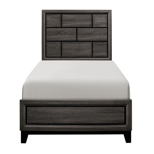 Modern Contemporary Gray Finish Twin Bed Wooden Bedroom Furniture 1pc Line Design Headboard Panel - Contemporary,Modern - Not Specified - Box Spring Required
