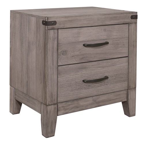 Brownish Gray Finish 1pc Nightstand Melamine Laminate 2x Drawers Dark Metal Hardware Bed Side Table - Brown Gray - Wood - 2 Drawers - Bedroom - Not Specified - Not Specified - Not Specified - Not Specified - Not Specified - Not Specified