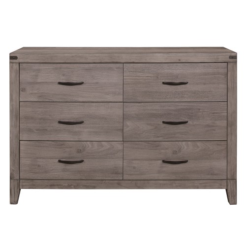 Industrial Design Brownish Gray Finish Dresser of 6 Drawers Premium Melamine Modern Bedroom Furniture 1pc - Brown Mix - Wood - Not Specified - Contemporary,Modern - Not Specified - Not Specified - Not Specified - Not Specified - Not Specified