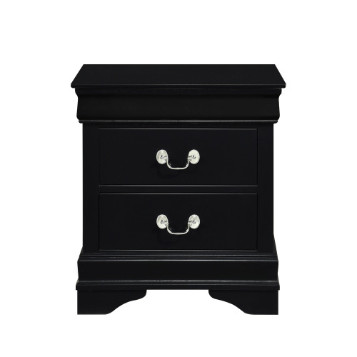 Classic Louis Philippe Style Black Finish 1pc Nightstand of Drawers Traditional Design Bedroom Furniture - Wood - 2 Drawers - Wood - Not Specified - Not Specified - Not Specified - Not Specified