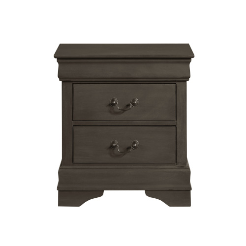 Classic Louis Philippe Style Stained Gray Finish 1pc Nightstand of 2x Drawers Traditional Design Bedroom Furniture - Wood - 2 Drawers - Wood - Not Specified - Not Specified - Not Specified - Not Specified