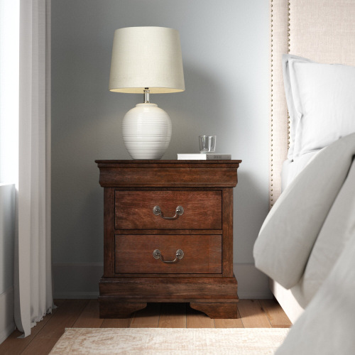 Classic Louis Philippe Style Brown Cherry Finish 1pc Nightstand of 2x Drawers Traditional Design Bedroom Furniture - Brown Mix - Wood - 2 Drawers - Brown Mix - Wood - Not Specified - Not Specified - Not Specified - Not Specified