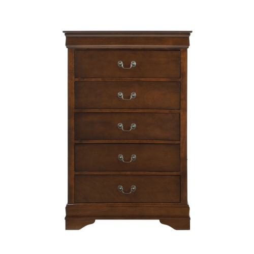Traditional Design Bedroom Furniture 1pc Chest of 5x Drawers Brown Cherry Finish Antique Drop Handles Furniture - Brown Mix - Solid Wood - Not Specified - Brown Mix - Solid Wood - Not Specified - Not Specified - Not Specified - Not Specified