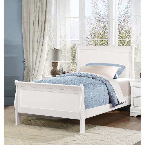 1pc White Finish Twin Size Bed Traditional Louis Philippe Style Wooden Bedroom Furniture - Not Specified - Not Specified - Box Spring Required - Not Specified