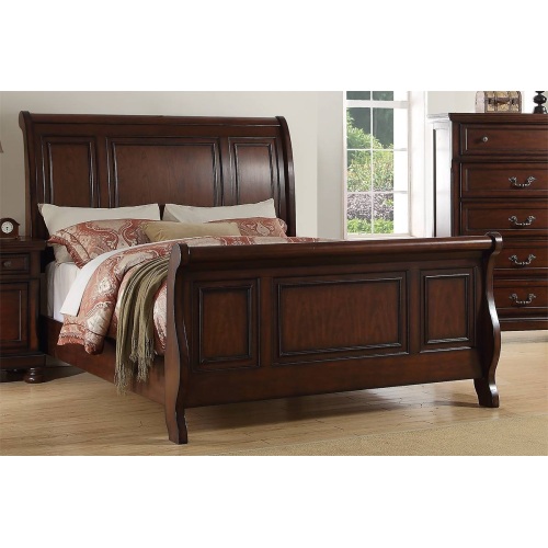 1pc California King Size Bed Two Panel Bed Headboard And Footboard Cherry Finish Bedroom Furniture - MDF,Particle Board,Pine,Plywood - Traditional - Not Specified - Not Specified - Not Specified - Not Specified - Not Specified - Box Spring Required - Wood - Not Specified - Not Specified