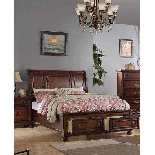1pc Eastern King Size Bed Panel Headboard Footboard Drawers Cherry Finish Bedroom Furniture - MDF,Particle Board,Pine,Plywood - Traditional - Not Specified - Not Specified - Not Specified - Not Specified - Storage Included - Box Spring Not Required - Wood - Not Specified - Not Specified