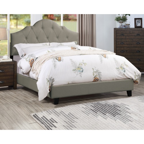 Majestic Arch 1pc Eastern King Size Bed Adjustable HB Grey Polyfiber Tufted Upholstered Wooden Bedframe Bedroom Furniture - Gray - MDF,Plywood,Rubber Wood,Solid Wood,Wood - Contemporary,Modern,Transitional - Bed Frame - Box Spring Not Required - Rubberwood - Espresso
