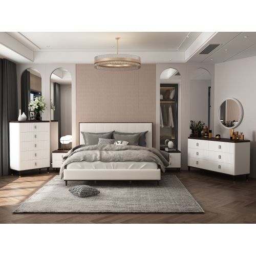 Carena Light Gray Fabric Finish E. King Bed - Synthetic Wood - Not Specified