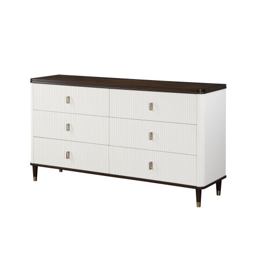 Carena White & Walnut Finish Dresser with Jewerly Tray - Synthetic Wood - Not Specified