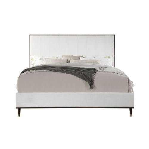 Cerana Light Gray Fabric Queen Bed - Synthetic Wood
