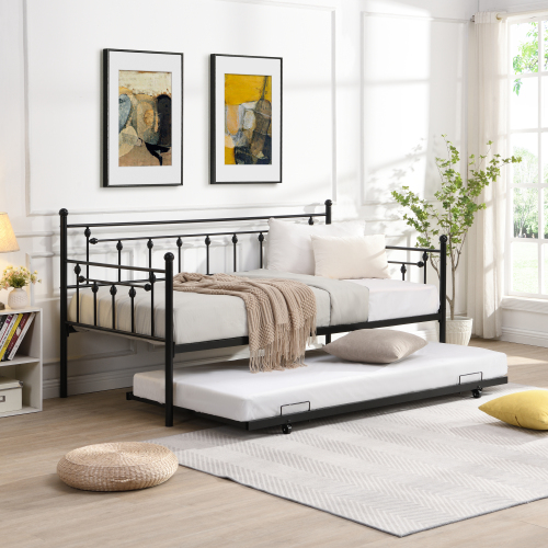 Daybed with trundle  BLACK - Metal - Metal