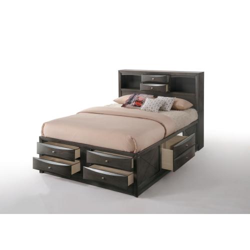 Ireland Gray Oak Finish Queen Bed W/Storage - Synthetic Wood