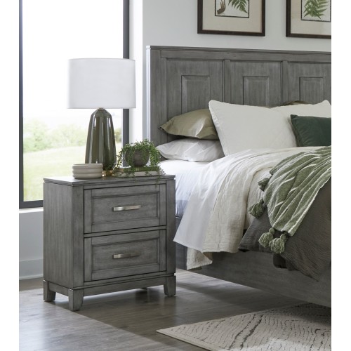 Gray Finish Nightstand with 2x Storage Drawers Wooden Bedroom Furniture 1pc - Rustic,Transitional - Not Specified - Not Specified - Not Specified - Not Specified - 2 Drawers - Not Specified - Not Specified - Not Specified