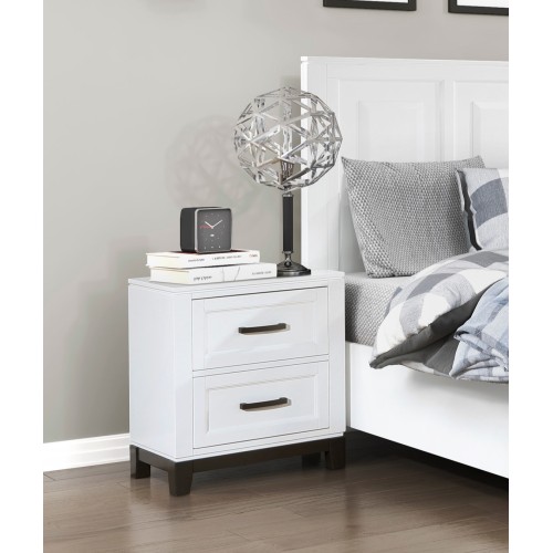 White Finish Nightstand with 2x Storage Drawers Wooden Bedroom Furniture 1pc - Rustic,Transitional - Not Specified - Not Specified - Not Specified - Not Specified - 2 Drawers - Not Specified - Not Specified - Not Specified