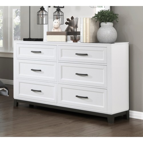 White Finish Dresser with 6x Storage Drawers Wooden Bedroom Furniture 1pc - Transitional - Not Specified - Not Specified - Not Specified - Not Specified - Not Specified - Not Specified - Not Specified - Not Specified