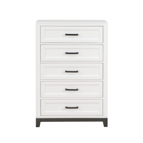 White Finish Chest with 5x Storage Drawers Wooden Bedroom Furniture 1pc - Transitional - Not Specified - Not Specified - Not Specified - Not Specified - Not Specified - Not Specified - Not Specified - Not Specified