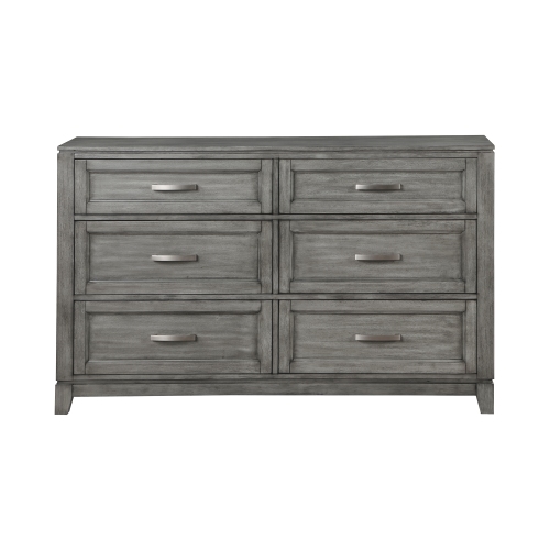Gray Finish Dresser with 6x Storage Drawers Wooden Bedroom Furniture 1pc - Rustic,Transitional - Not Specified - Not Specified - Not Specified - Not Specified - Not Specified - Not Specified - Not Specified - Not Specified