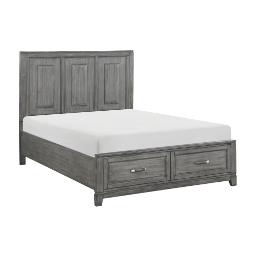 Gray Finish Queen Platform Bed with Storage Drawers Wooden Bedroom Furniture 1pc - Rustic,Transitional - Storage Included - Box Spring Not Required - Not Specified - Not Specified - Not Specified - Not Specified