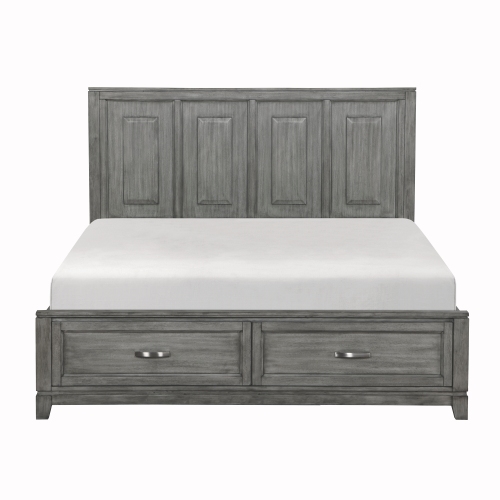 Transitional Rustic Gray Finish California King Size Platform Bed with Drawers Wooden Bedroom Furniture 1pc - Rustic,Transitional - Not Specified - Box Spring Not Required - Not Specified - Not Specified - Not Specified - Not Specified