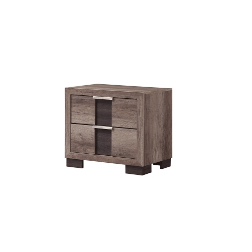 1pc Contemporary Rustic Brown Finish Nightstand Two Drawers Metal knobs Bedroom Wooden Furniture - 2 Drawers - Bedside Cabinet - Not Specified - Not Specified - Not Specified - Not Specified