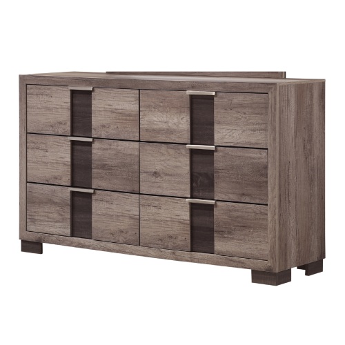 1pc Contemporary Dresser Six Drawers Metal knobs Brown Finish Bedroom Wooden Furniture - Not Specified - Not Specified - Not Specified - Not Specified - Not Specified - Not Specified