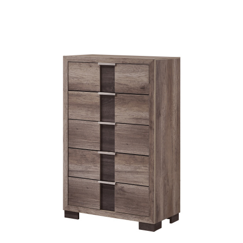 1pc Contemporary Chest Five Drawers Metal knobs Brown Gray Finish Bedroom Wooden Furniture - Not Specified - Not Specified - Not Specified - Not Specified - Not Specified - Not Specified