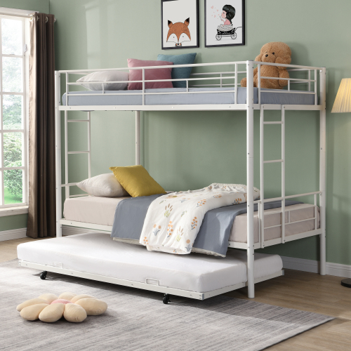 METAL Bunk Bed with trundle WHITE - Twin - Twin