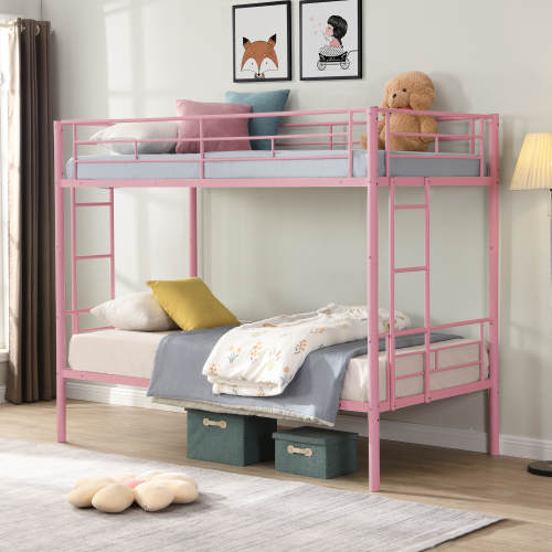 METAL BUNK BED PINK Twin Over Twin - Not Specified - Not Specified
