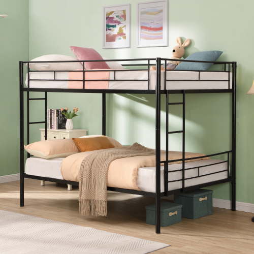 Full Over Full Metal Bunk Bed , No Box Spring Needed, Easy Assemble - Black - Not Specified - Not Specified