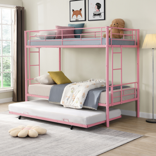 METAL Bunk Bed with trundle Pink - Not Specified - Not Specified