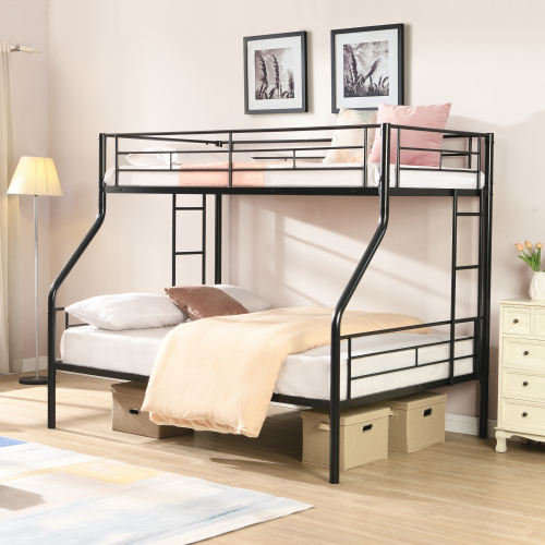 Twin Over FULL Metal Bunk Bed , No Box Spring Needed, Large Under Bed Storage, Easy Assemble - Black - Not Specified - Not Specified - Black - Metal - Metal - Not Specified - Not Specified
