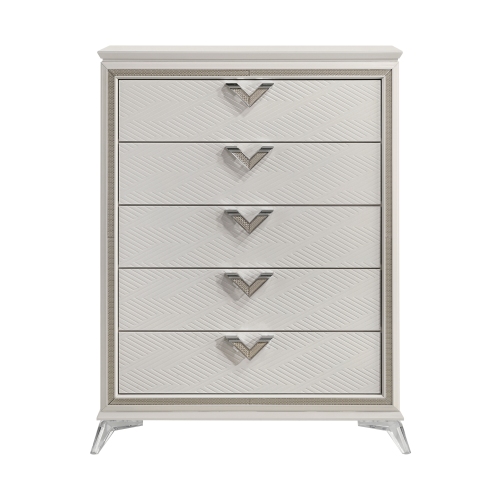 Antique White Finish Chest of Drawers Modern Luxury Bedroom Furniture 1pc - Wood - Luxury,Modern - Not Specified - Not Specified - Not Specified