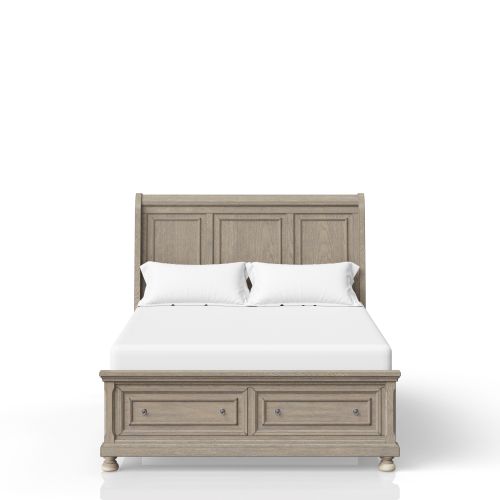 Antique Gray King Storage Bed - Solid Wood+MDF - Not Specified