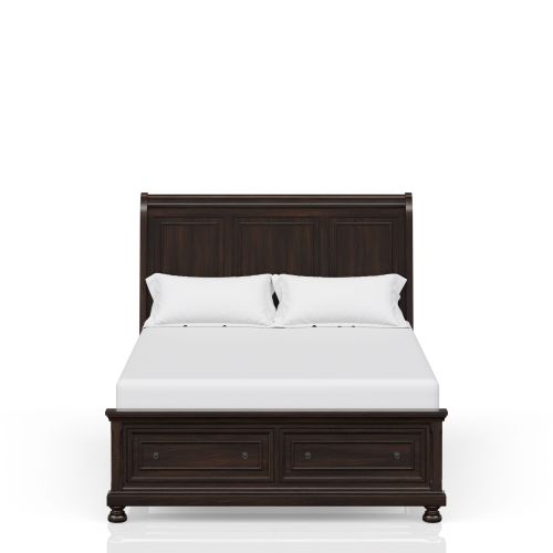 Dark Cherry King Storage Bed - Solid Wood+MDF - Not Specified