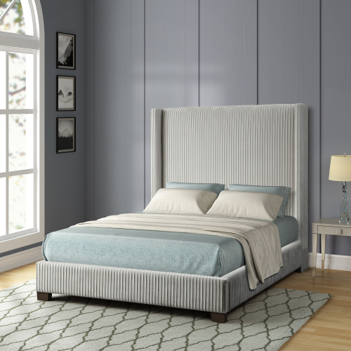 King Upholstered Bed in a Box  Light Gray - Box Spring Required