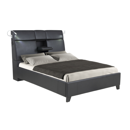 Queen Music Bed Touch Lighting Bluetooth Sound Beverage Tray Black - Vinyl - Not Specified