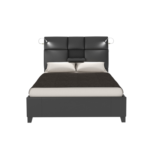 King Music Bed Touch Lighting Bluetooth Sound Beverage Tray Black - Vinyl - Not Specified