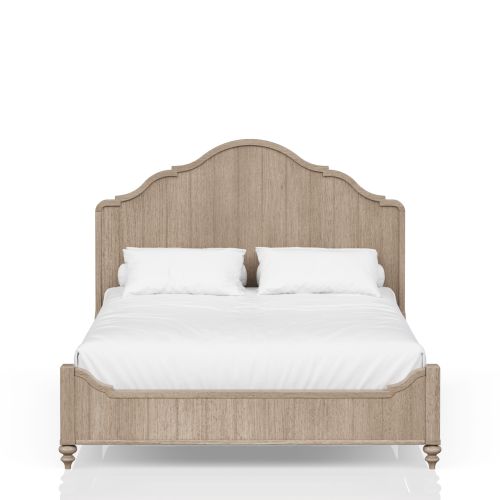Queen Panel Bed in Sand Finish With Transitional Casual Design - Solid Wood+MDF - Not Specified