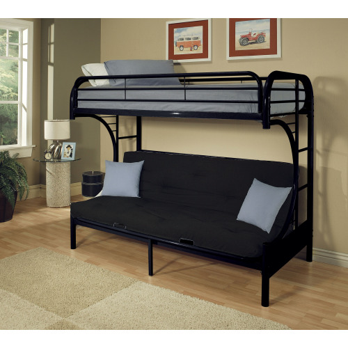 Eclipse Black Finish Twin XL/Queen Futon Bunk Bed - Metal