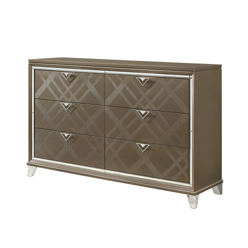 Skylar Dark Champagne Finish Dresser - Synthetic Wood