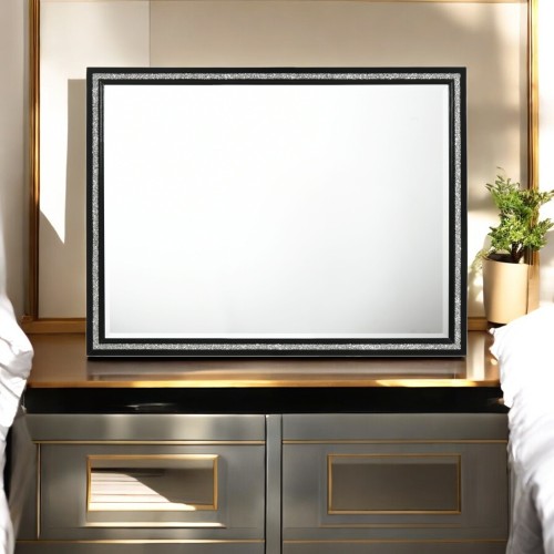 Haiden Weathered Black Finish Mirror - Synthetic Wood