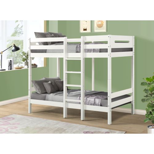 Esin White Finish Twin/Twin Bunk Bed - Synthetic Wood