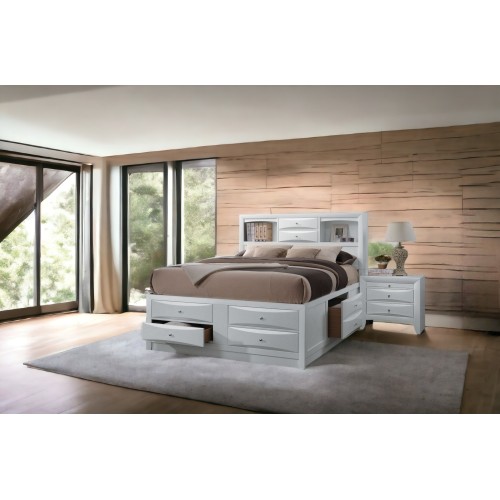 Ireland White Finish Queen Bed W/Storage - Synthetic Wood